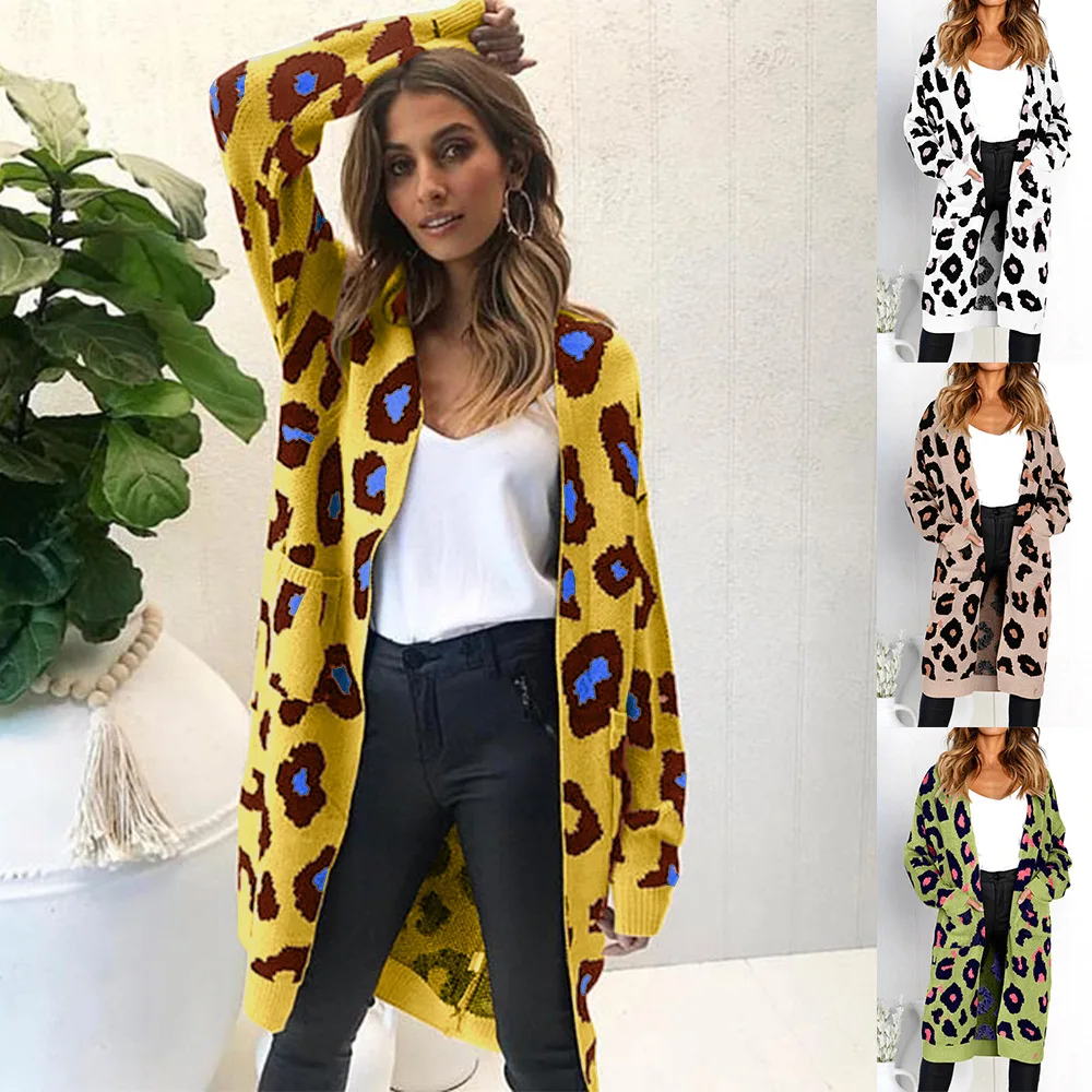 

S-XL autumn winter women sweater casual leisure street style long cardigan floral print knit sweater women