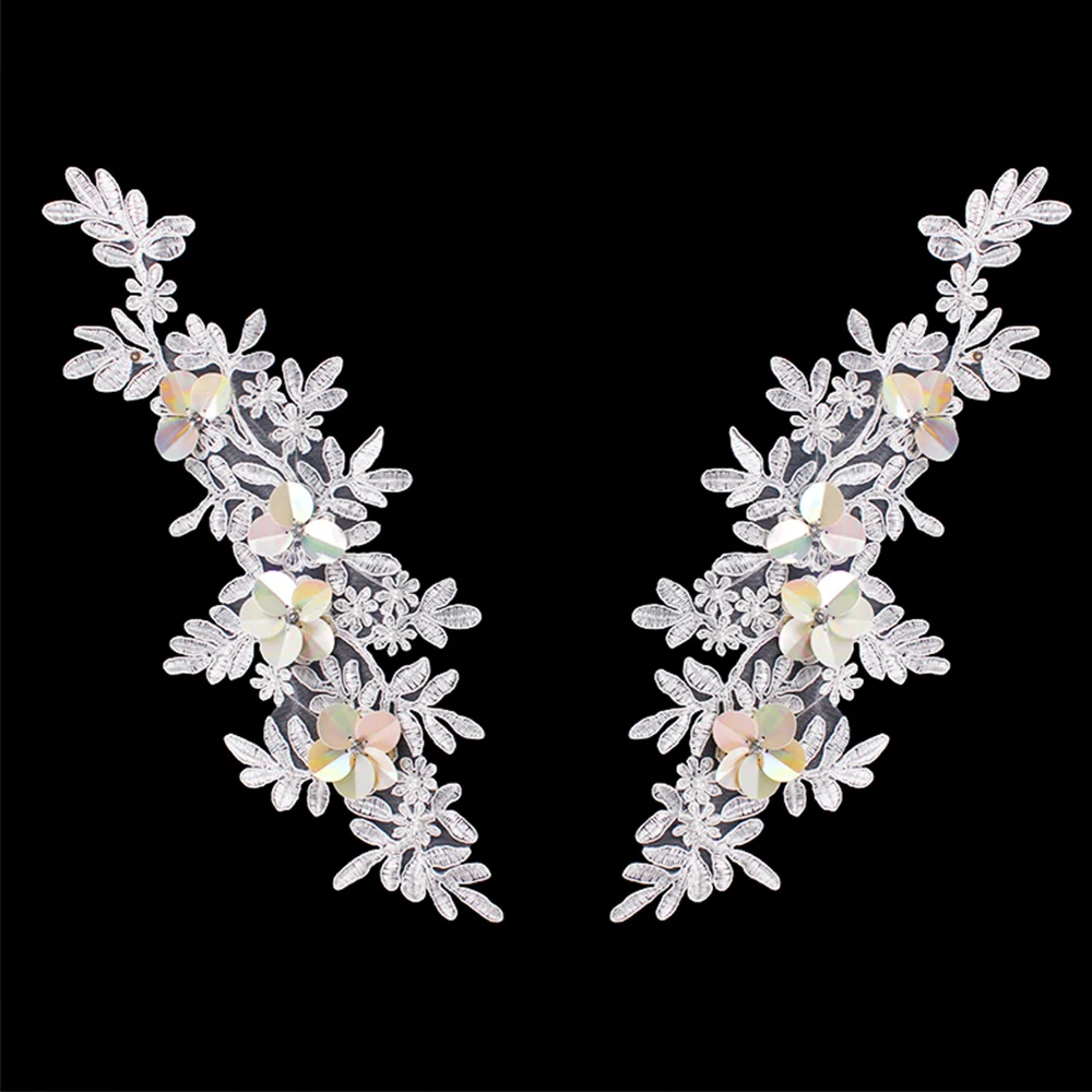 1 пара бусин Стразы Цветочная гипюровая аппликация кружевной шнур вышивка ткань