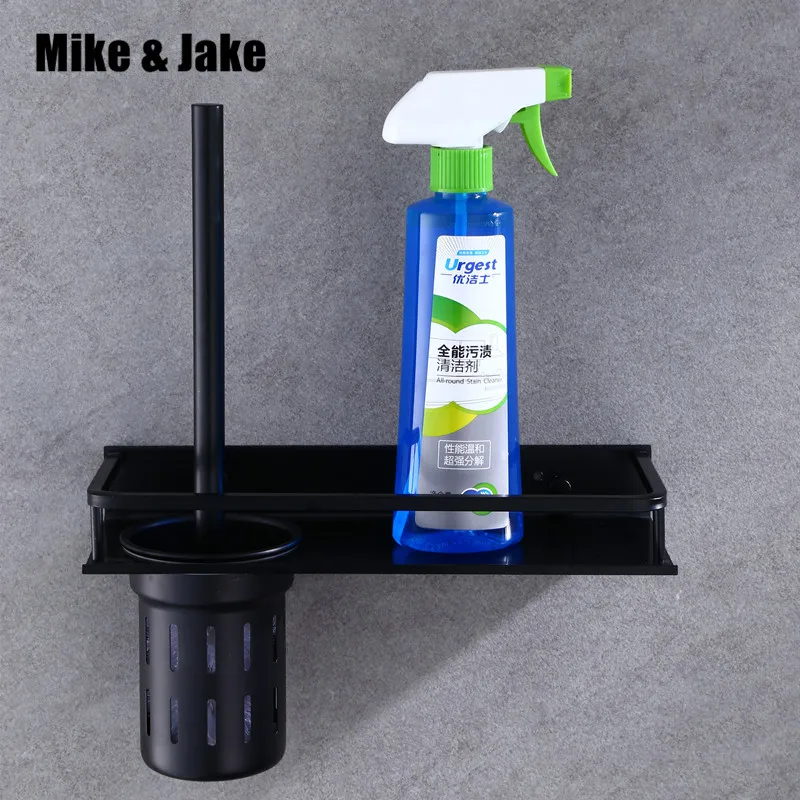 

Bathroom black aluminum brush holder wall brush rack bathroom luxury us style black brush shelf bathroom accessories MH6003