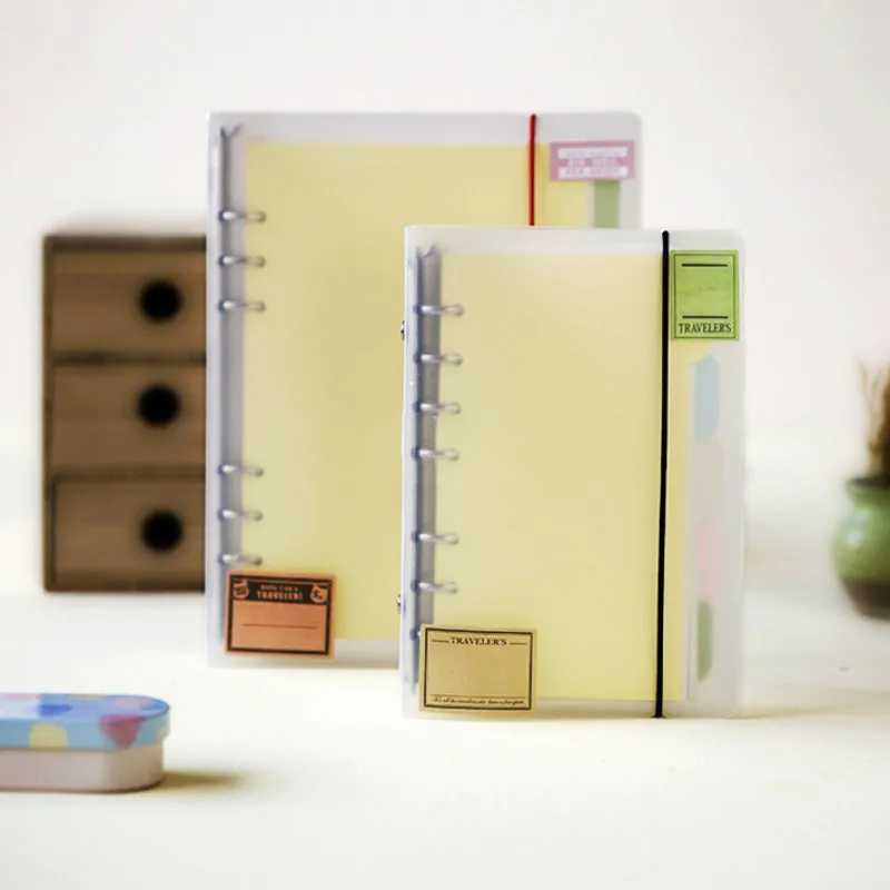 

Notebook scrub translucent pp strap standard A5 A6 A7 loose-leaf paper 6 holes loose-leaf transparent cover planner