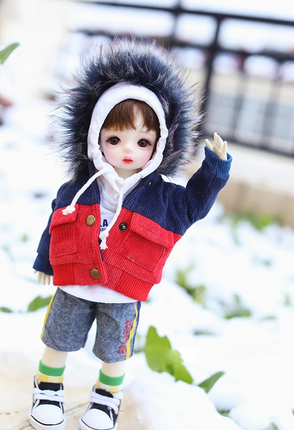 BJD кукла костюм для 1/4 1/6 yosd. MDD куртка с большим меховым воротником теплое лоскутное карманное пальто кукольные аксессуары