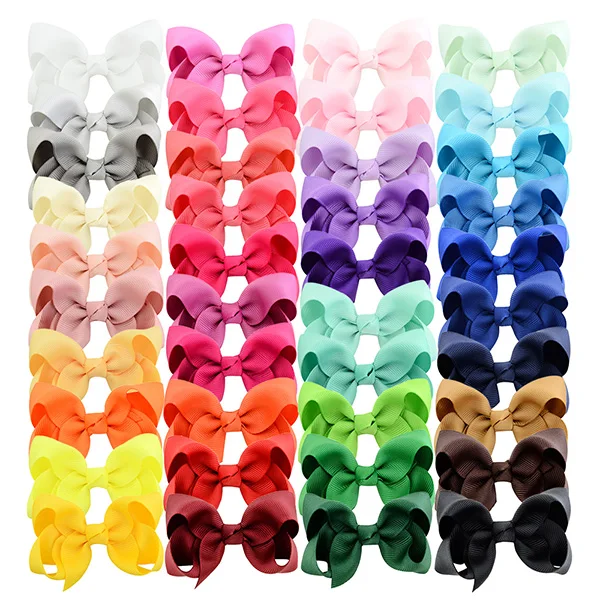 40 Colors 3 дюйма 40 оптом Маленькая детская юбка с лентой банты крокодил заколки для волос Твердые Детские бантики для волос для косички маленькая девочка аксессуары для волос - Цвет: 40 Colors