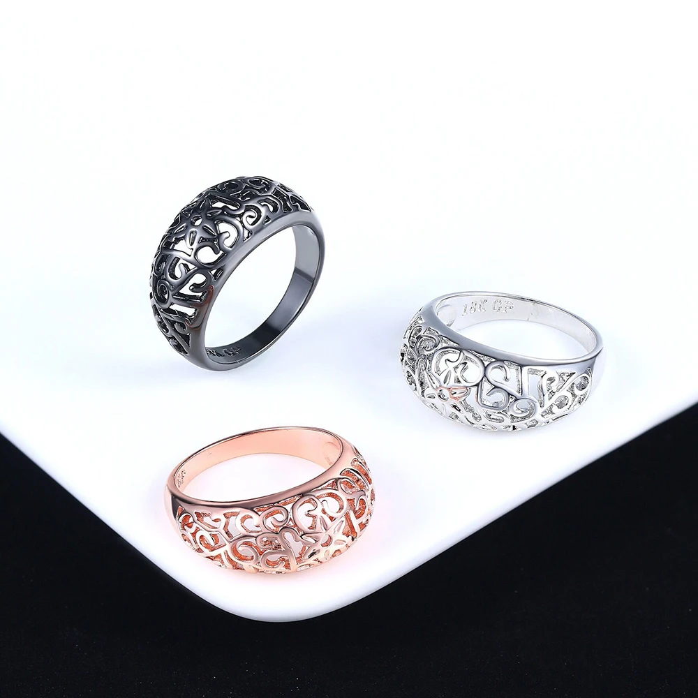MxGxFam Hollow Rose Flowers Pattern Rings For Women Individual Jewelry Gold Color Hot | Украшения и аксессуары