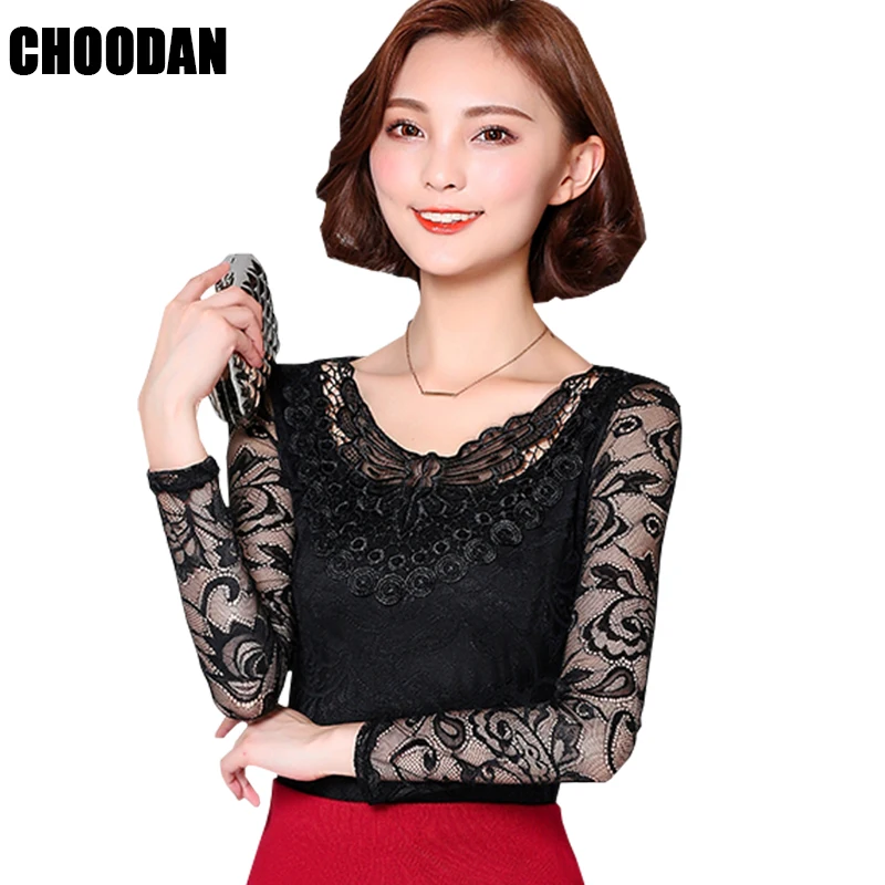Кружевная блузка с длинным рукавом и вышивкой женские осенние Рубашки 2018 новые
