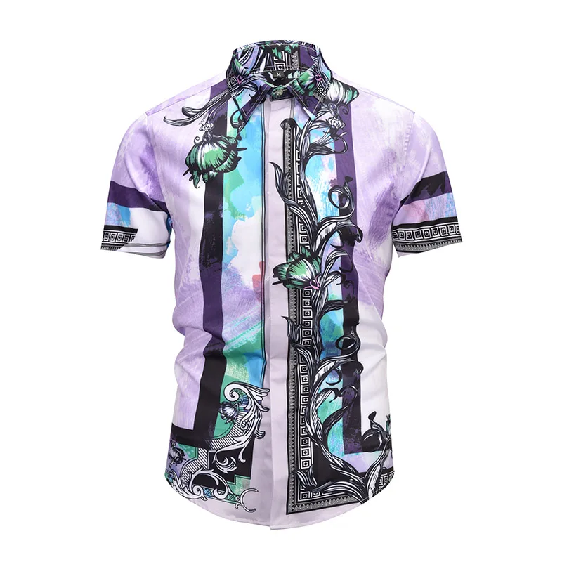 Истинный ревеллер для мужчин с коротким рукавом пурпурные рубашки решетки