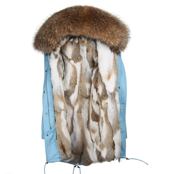 OFTBUY, розовая Длинная зимняя куртка, пальто, женская парка, воротник из натурального меха енота, с капюшоном, шуба из натурального кролика, Толстая теплая парка - Цвет: 16