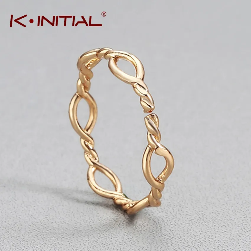 Kinitial модные Витой Золотой крест-накрест Бесконечность Кольца для Для женщин