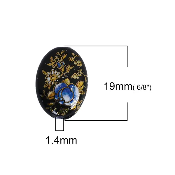 DoreenBeads акриловые разделительные бусины японская картина японский Tensha Овальный многоцветный узор розы около 19 мм x 14 мм, 5 шт - Цвет: k