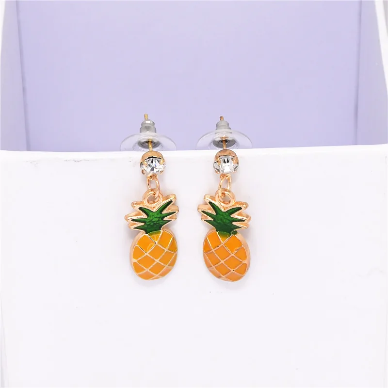 Лидер продаж модные серьги капли с белыми кристаллами и желтыми фруктами