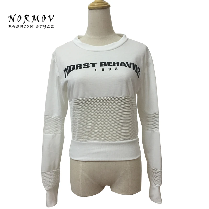 S-XL Сетки Сращивания Сексуальные Женщины С Длинными Рукавами Футболки Мода лето