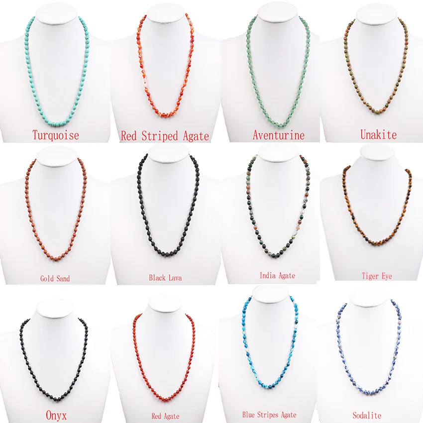 48 стиль натуральный камень бусы колье синий 45 см ожерелье 6/8/10/12 мм узелковая