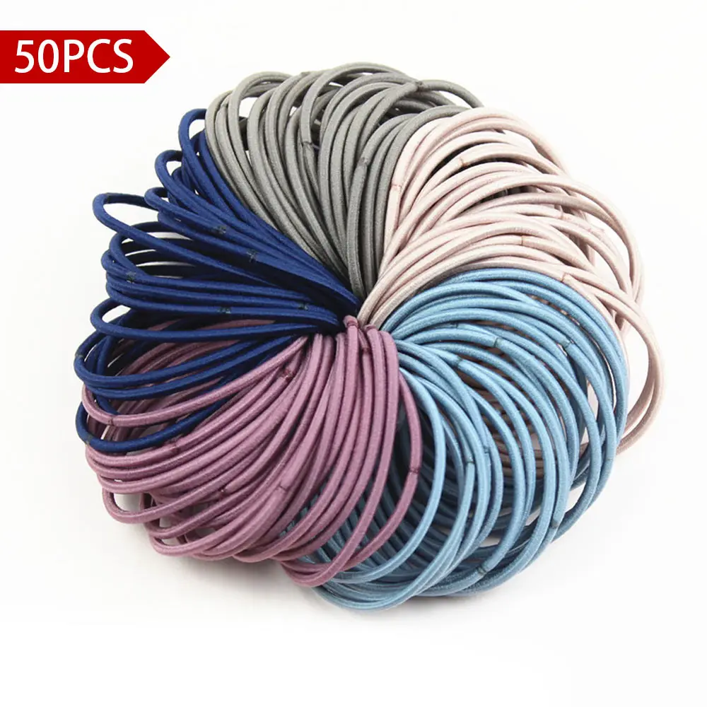 7-50PCS 50 шт./лот модная эластичная, для волос резинки Для женщин девочек резинки для волос милый лента для прически «конский хвост» Аксессуары для волос - Цвет: 7-50PCS