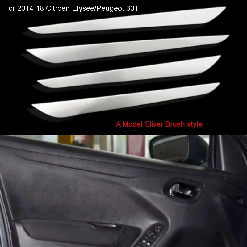 A Style Silver Tonlinker накладки на межкомнатные двери для Citroen C-Elysee/peugeot 301-19 автомобильный Стайлинг 4 шт. наклейки из нержавеющей стали - Название цвета: A Style Silver