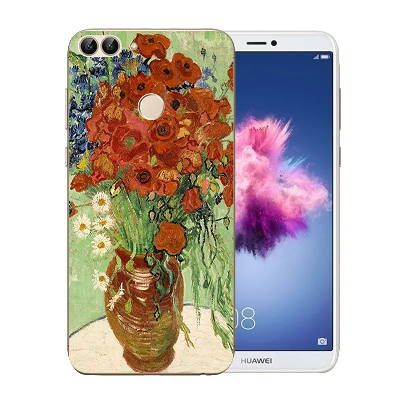 5.65&quot for Huawei P Smart Transparent Soft TPU Enjoy 7S Silicone FIG-L21 FIG-LX1 LX2 LX3 Van Gogh Pattern |