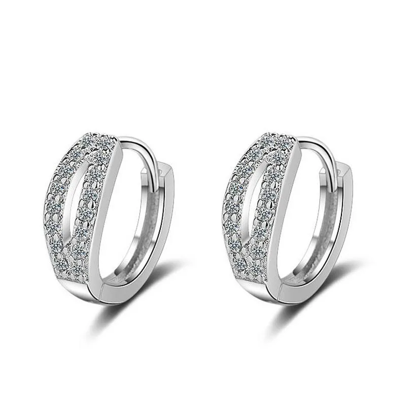 

Fashion Women 925 Silver Shiny Zircon Cute Lip Circle Hoop Earring For Kids Girls Child Female Beautiful Huggies Earring Jewelry