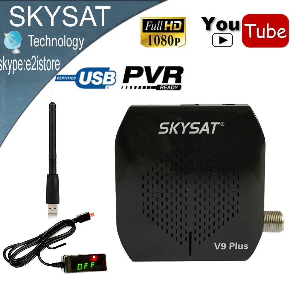 Skysat Мини Размер Full HD цифровой спутниковый ресивер DVB-S2 MPEG-4 HD AC3 Поддержка Wi-Fi Youtube iks cs Cline декодирование power Vu Biss