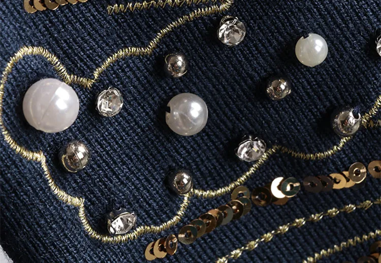 Женское вязаное платье высшего качества элегантное базовое с блестками вышивкой