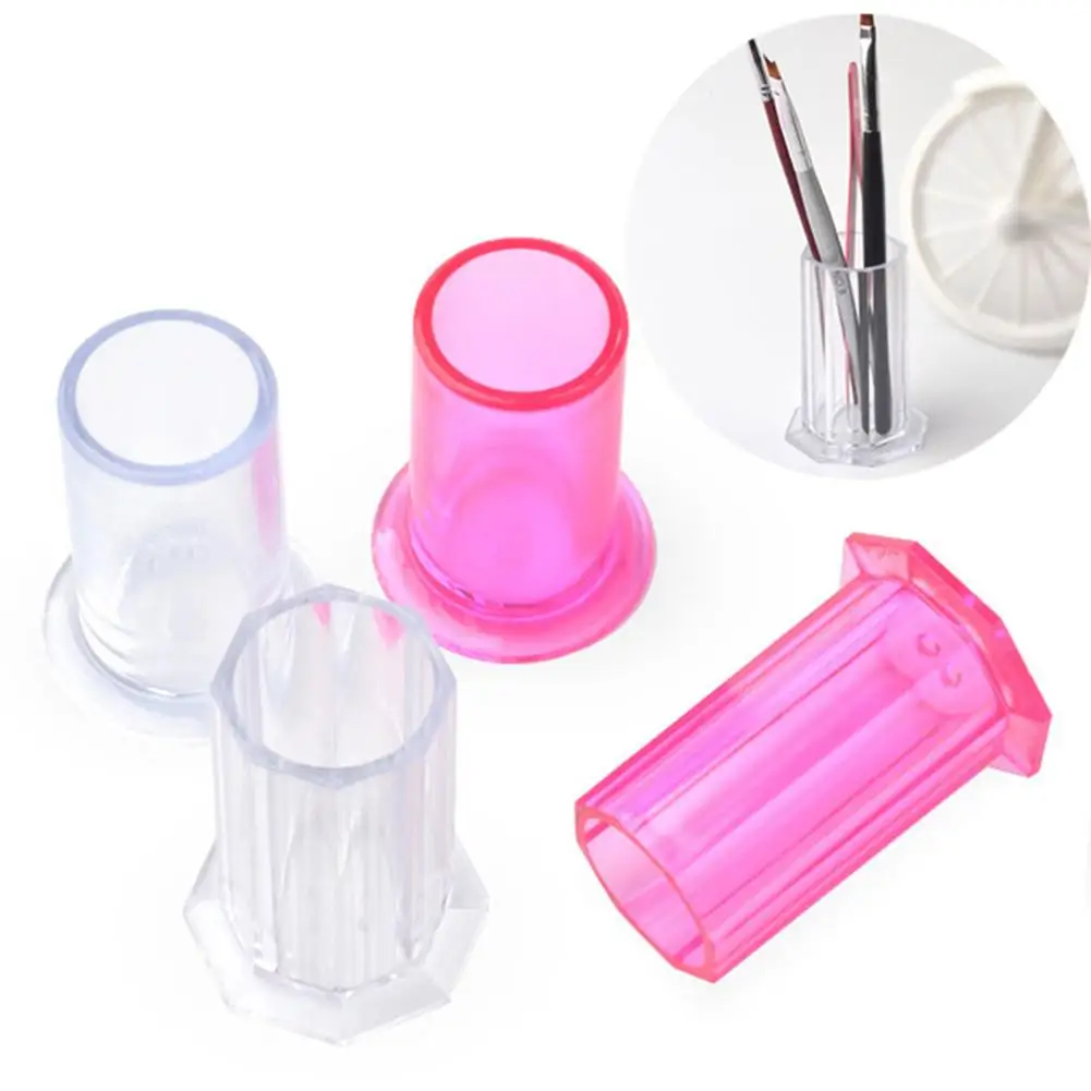 Polygon Round Nail Art Brushes Storage Holder Painting Pen Case Organizer Bucket | Красота и здоровье