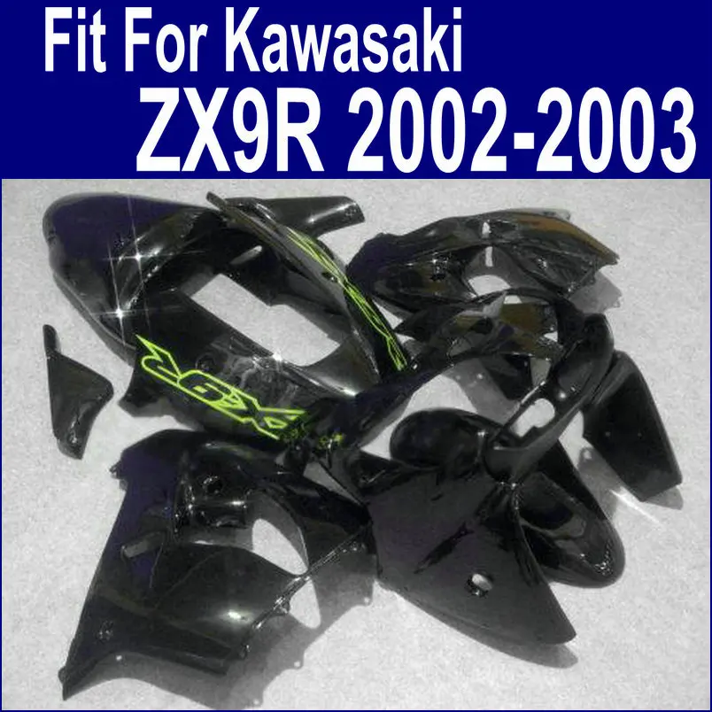 

High quality plastic fairing kit for Kawasaki ZX9R 02 03 glossy black fairings set ZX9R 2002 2003 EO21