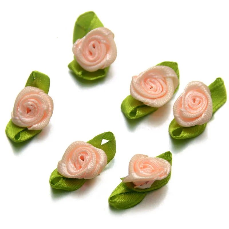 100 шт DIY атласные ленты с розами цветочной аппликацией Скрапбукинг шитье ручной