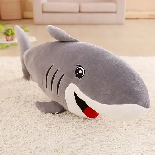 Серый Новинка, 50-120 см, большой размер, забавная плюшевая игрушка Kawaii Shark, мягкая Успокаивающая подушка, подарок для детей, девочек, подушка для чтения животных, подарок для ребенка - Цвет: Серый