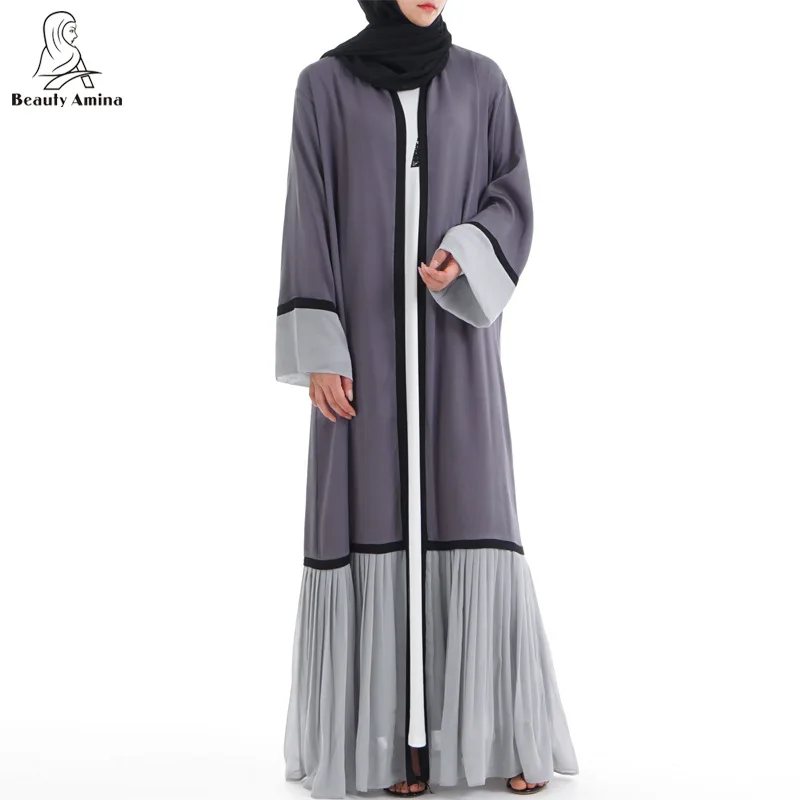 Роскошная абайя с оборками Платье макси расклешенными рукавами в мусульманском