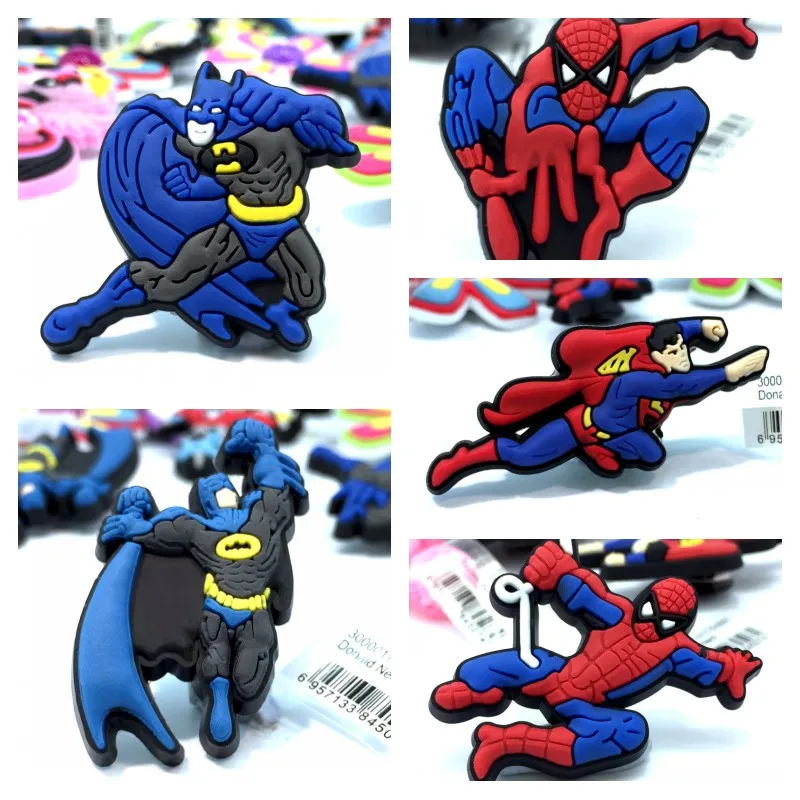 10pcs super hero Смешанные стили, 10 шт., высококачественные обувь с мультяшками, очаровательные аксессуары, подходят для cor Croc jibz, вечерние украшения для дома, подарок для детей, модные, Популярные - Цвет: 10pcs super hero