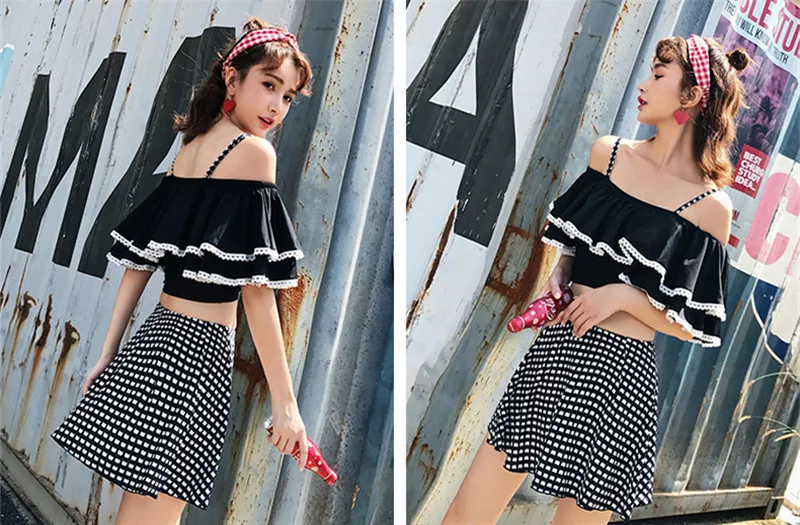 Bandeau Swimwear Women Ruffle Bathing Suit Swim Wear Femme High Waist Swimsuit Ladies Sexy Push Up Beach Dress 3PCS M-XL