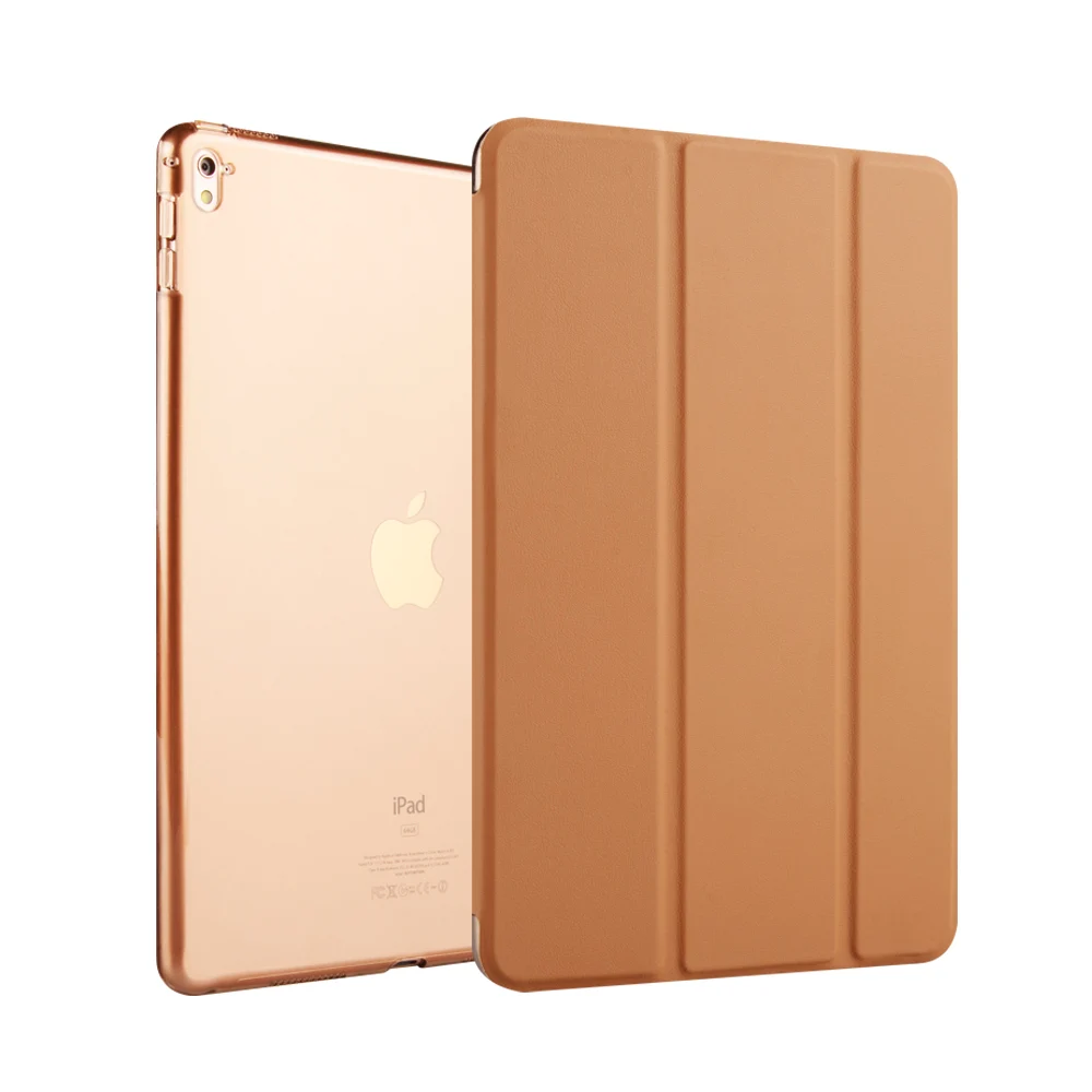 brown Hard Edge Умный чехол для планшета, складной чехол-книжка, для Apple iPad Pro 9,7 дюйма, авто Пробуждение/сон, розовое золото, жесткий бампер и мягкий бампер - Цвет: brown Hard Edge