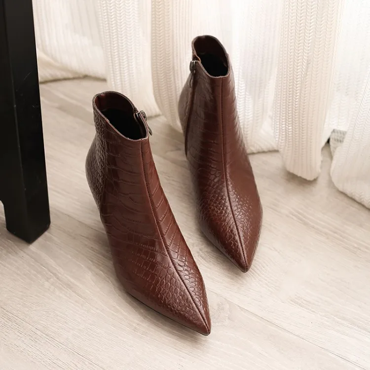 Женские ботильоны из лакированной кожи MLJUESE коричневые вечерние на молнии и