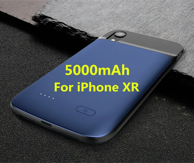 Blue KQJYS 5000 мАч чехол для внешнего аккумулятора жидкий Силиконовый противоударный чехол для зарядного устройства для iPhone XR power Bank чехол для зарядки - Цвет: Blue