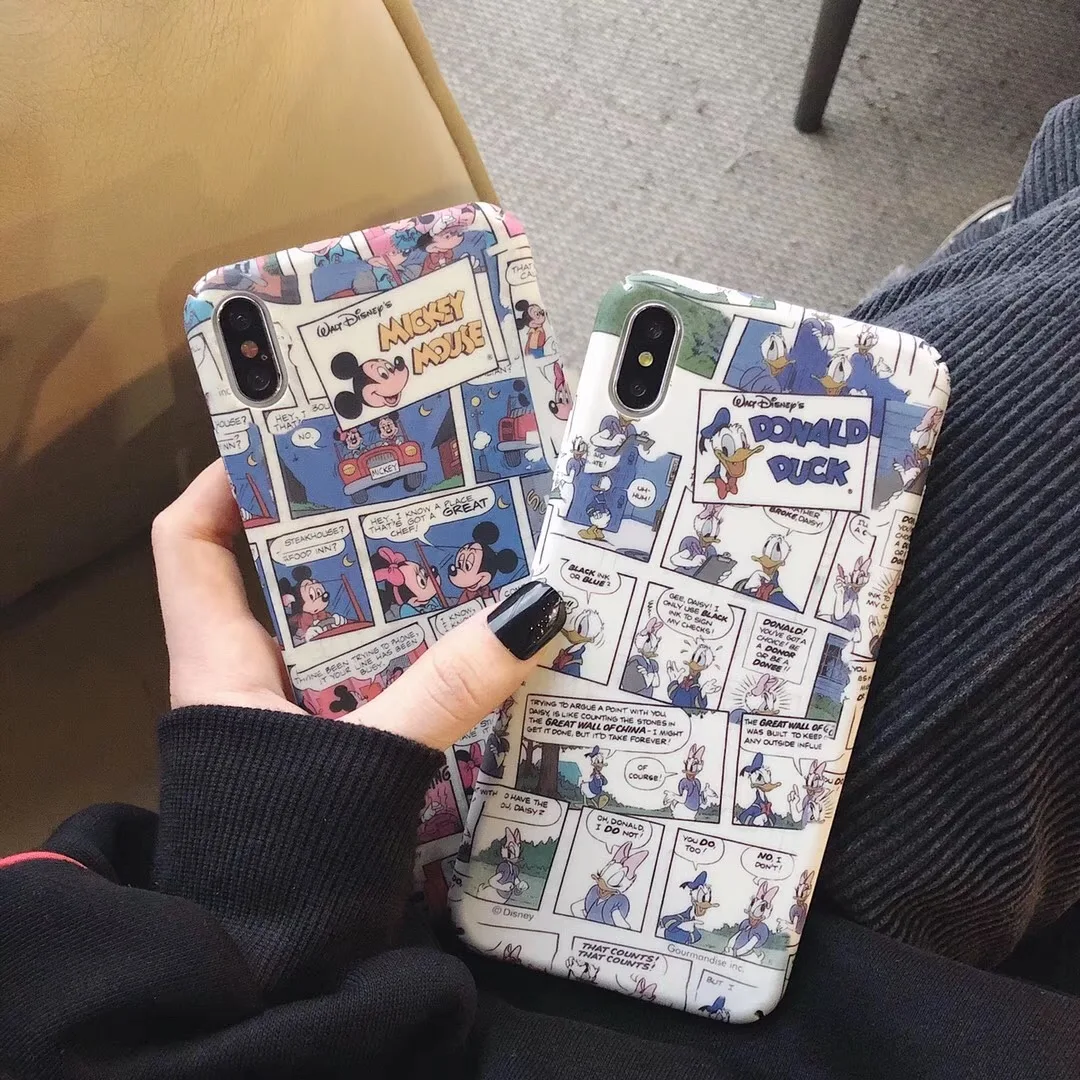 Жесткий чехол для телефона с Микки и Минни iPhone 7 8 6 s Plus X Xs Max Xr Дональд Дак Дейзи