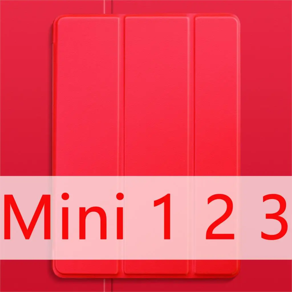 Для iPad Mini 4 Чехол Mini 2 3 1 Mini 5 чехол, ультра тонкий легкий трехслойный Стенд мягкий ТПУ для iPad Mini5 чехол крышка Капа - Цвет: Red 123