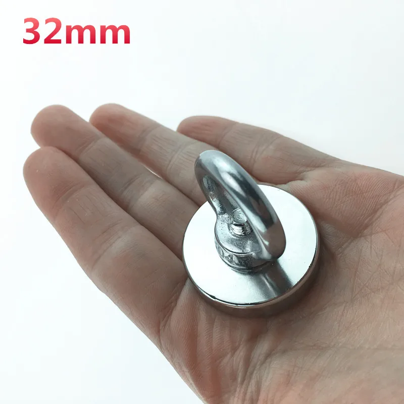 D32mm 1 шт. сильный неодимовый магнит супер мощный поисковый крюк-магнит магнитный материал рыболовный спасательный Постоянный держатель NdfeB - Цвет: D32mm