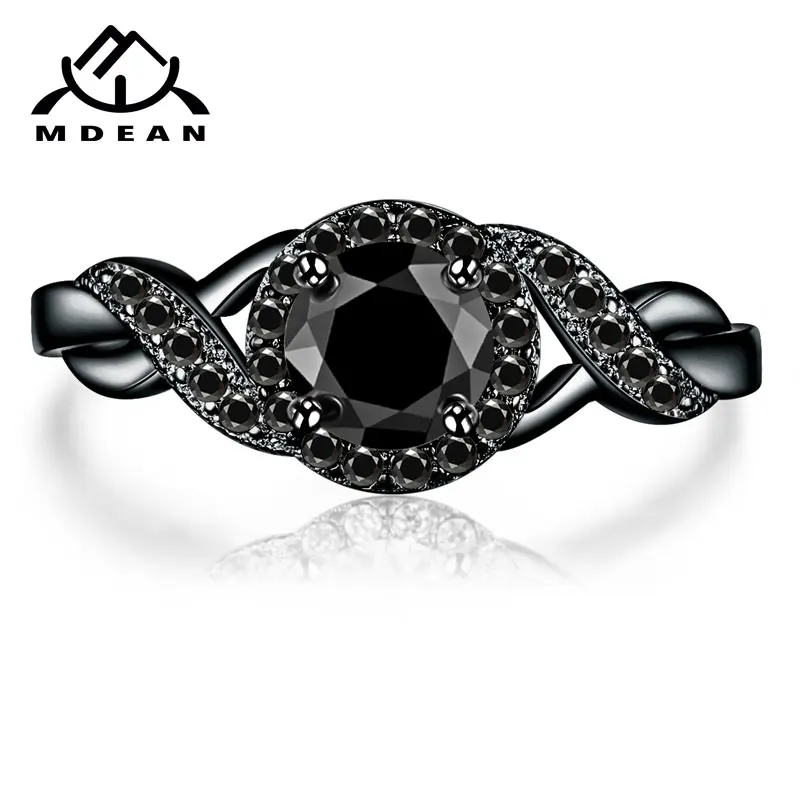 MDEAN Черное золото Цвет обручальные кольца модные обручальные черные AAA для женские украшения из циркона Bijoux Bague Размер 6 7 8 9 10 H465
