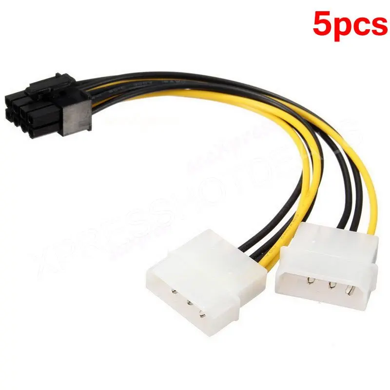 5 шт. двойной 4-контактный Molex IDE до 8-контактный PCI-E Express кабель питания для