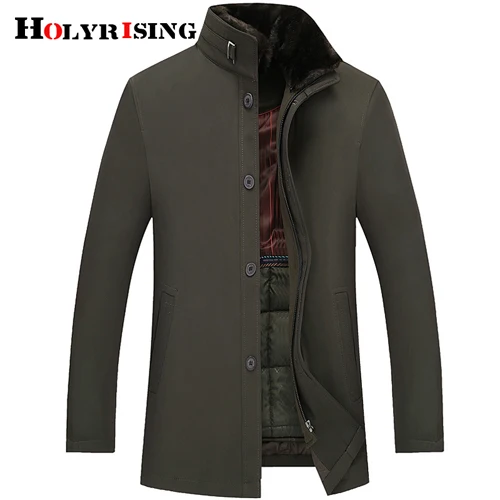 Армейский зеленый Holyrising мужские шерстяные куртки из смешанной ткани, полный зимний casaco masculino, съемный воротник, зимняя куртка, Мужская зимняя бушлат 18557-5 - Цвет: Армейский зеленый