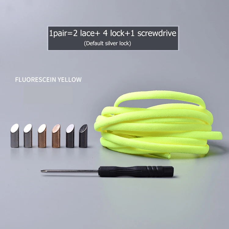 fluorescent yellow 1 пара одноцветных полукруглых шнурков, эластичные шнурки без шнурков, шнурки для обуви для детей и взрослых, быстро скользящие кроссовки, шнурки для обуви, шнурки - Цвет: fluorescent yellow