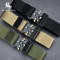 jifanpaul genuine mens military tactical belt high quality nylon alloy fashion metal buckle elastic mens training battle belt