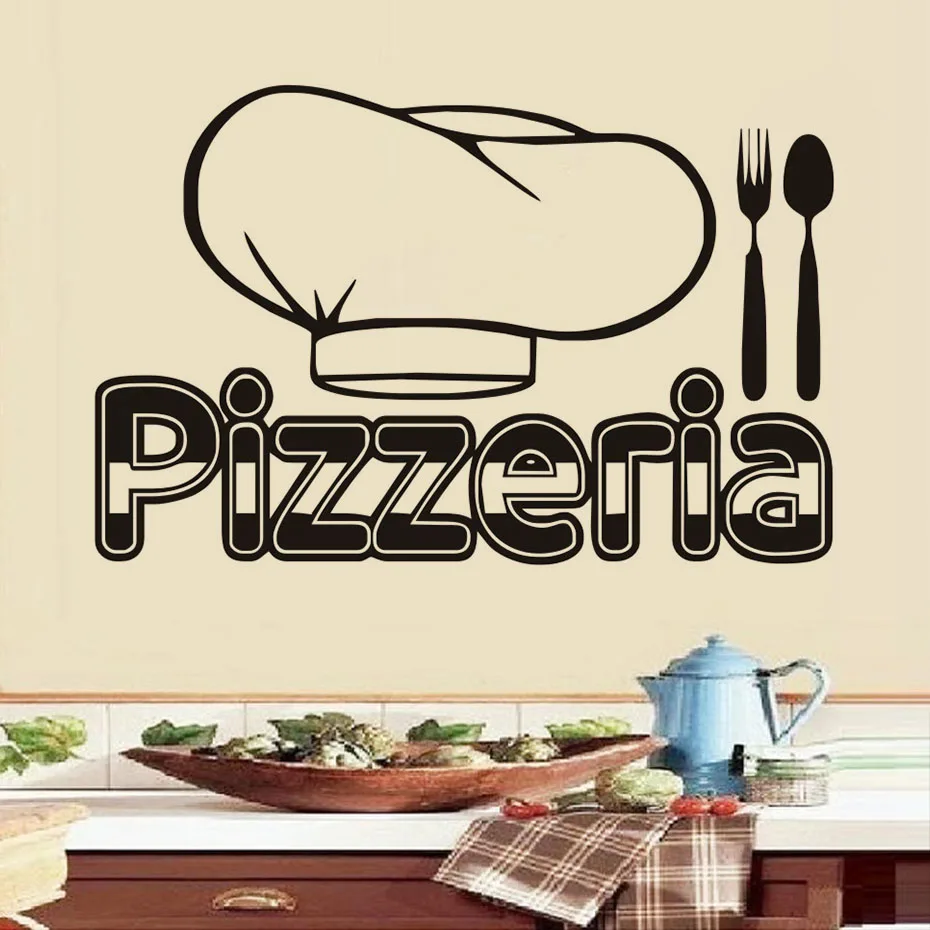 Pizzeria столовые приборы шеф повара шляпа настенная бумага наклейка съемный Винтаж