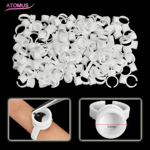 Пластиковые кольца для тату и пигментов, держатель для бровей, аксессуар для перманентного макияжа, 50 шт., одноразового использования, для микроблейдинга