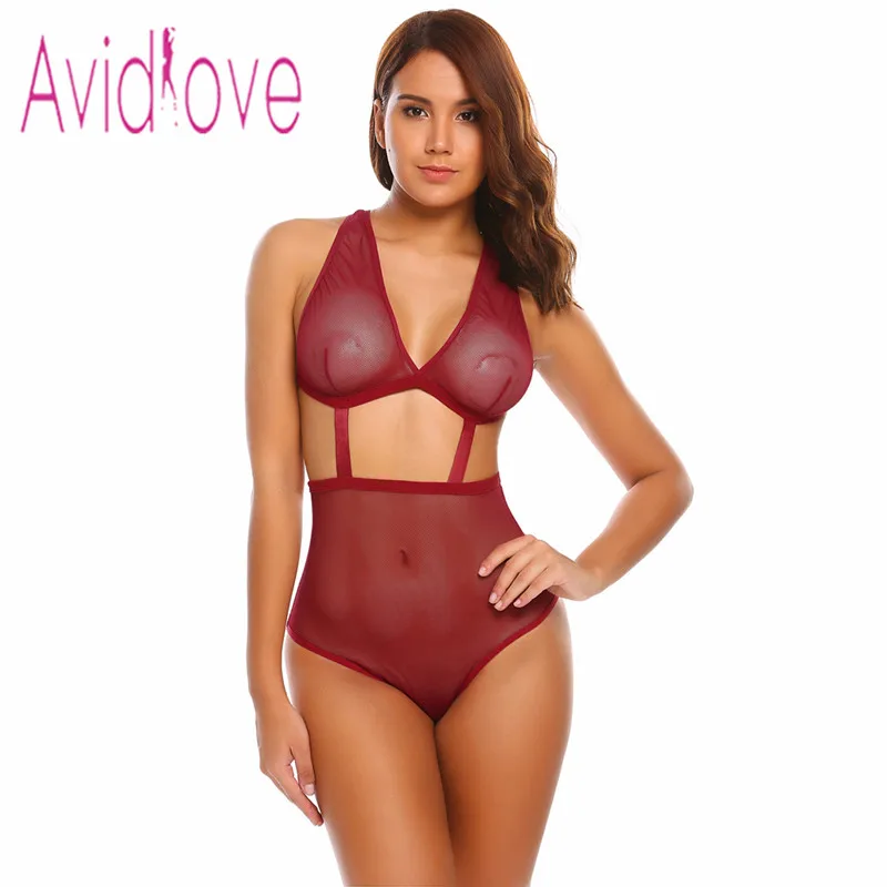 Avidlove цельное сексуальное женское нижнее белье, эротическое женское боди с открытой спиной, боди, ночное белье, женское Кружевное боди, сексуальное нижнее белье красного цвета
