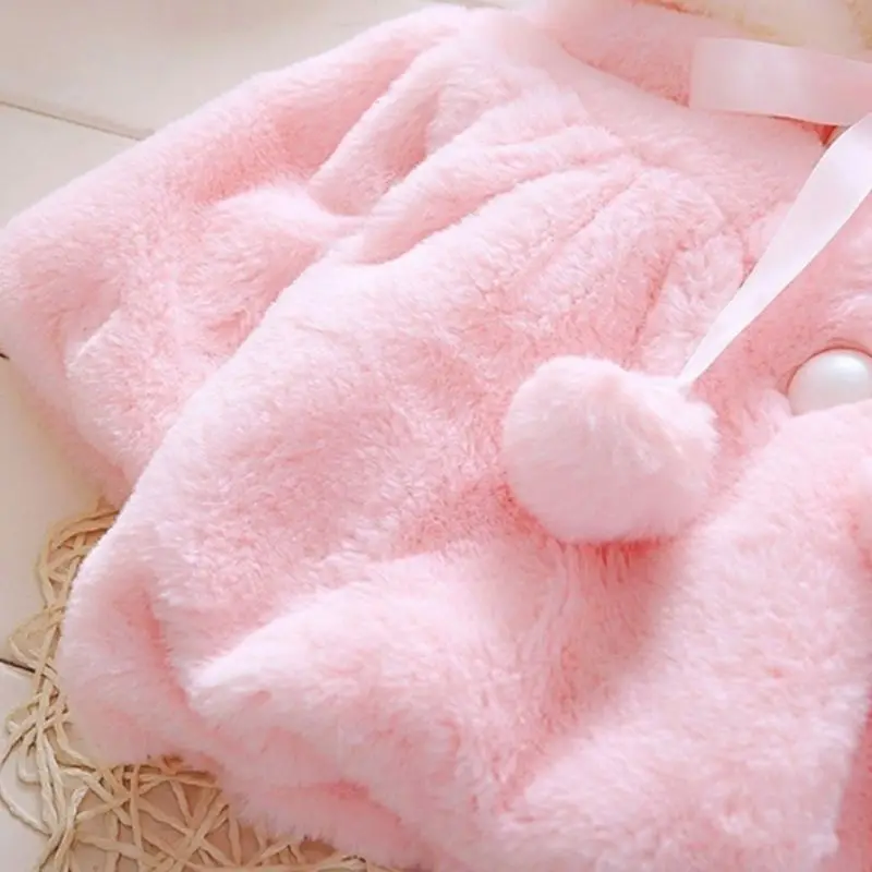 NEW Newborn Kids Baby Girls Warm outerwear Hoodie Hooded Coral Velvet coat top For Age 0-24 Months Snow Wear