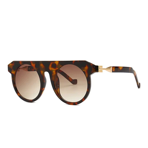 C4 Leopard. Tea HBK мужские модные круглые солнцезащитные очки Новые популярные солнечные очки винтажные Googles женские специальные круглые очки с покрытием UV400 - Цвет линз: C4 Leopard. Tea