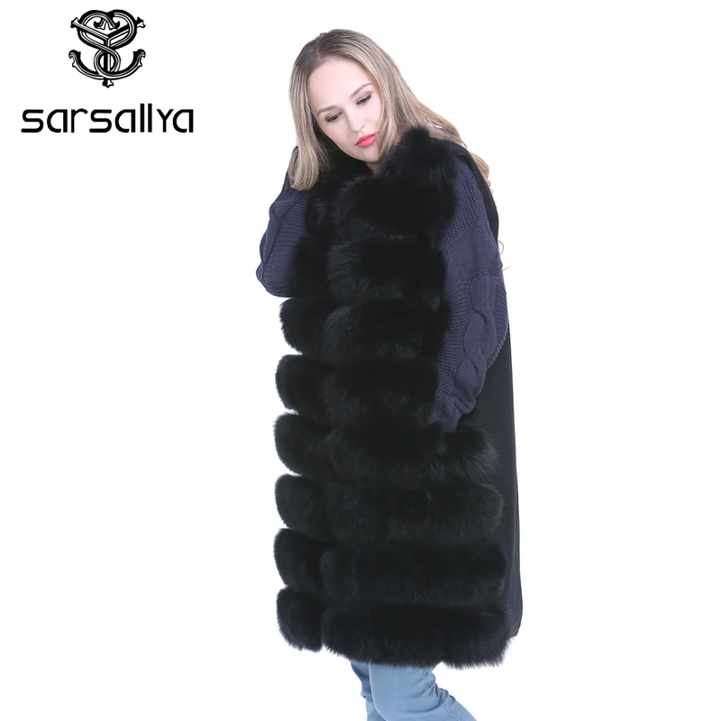 Sarsallya Для женщин натуральным лисьим Мех жилет Женская зимняя обувь осень