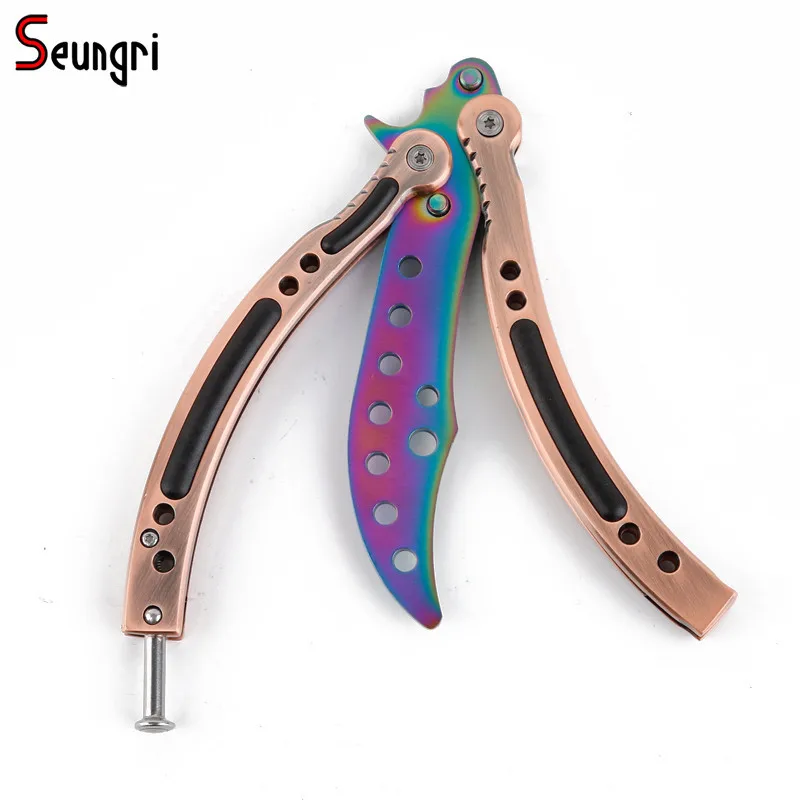 Gold Тренировочная практика складной Karambit CS GO Коллекция игр Balisong Бабочка нож для тренера подарок для мужчин - Цвет: Gold