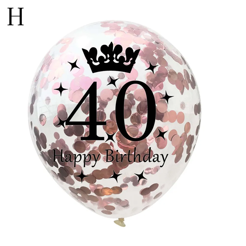 H Горячая 30 40 50 день рождения Globos Baby Shower Happy Birthday party украшение для взрослых подарки 12 дюймов Прозрачные Шары с золотыми конфетти латекс - Цвет: H