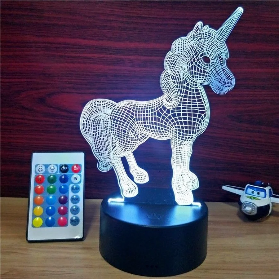 Горячая Единорог 3D ночник сенсорные настольные лампы 7 цветов меняющие свет