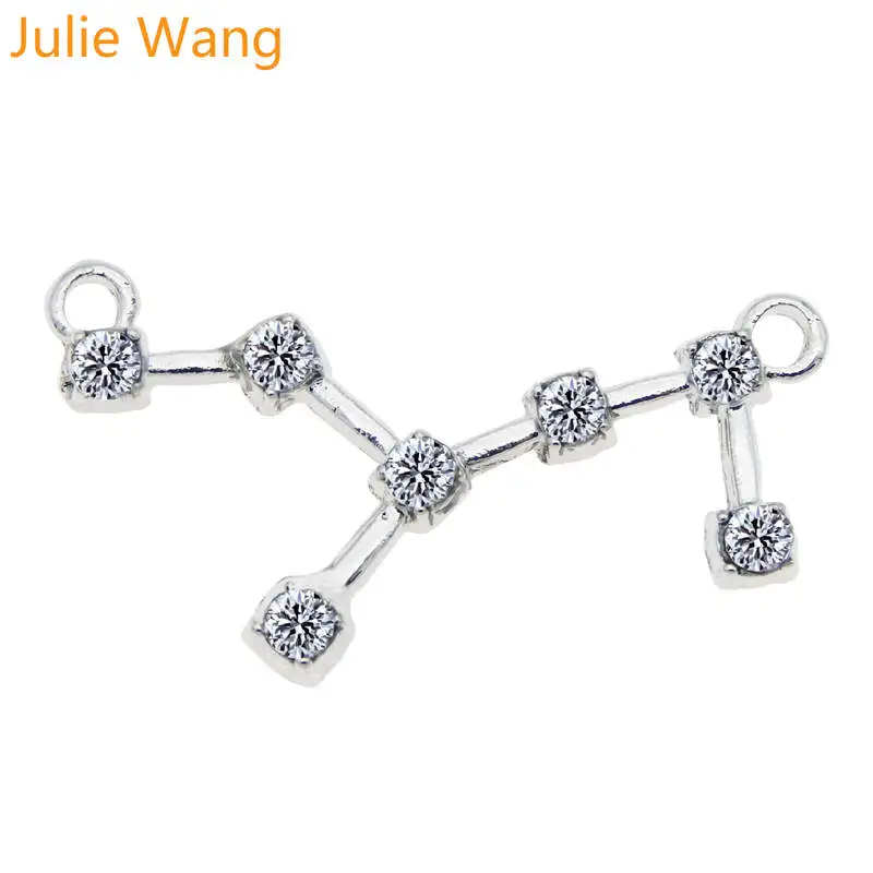 Julie Wang 12 шт. белый к смешанный 12 созвездия зодиака амулеты циркония сплава ожерелье браслет ювелирных изделий Аксессуары