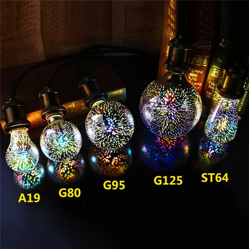 

Светодиодсветодиодный 3D Декоративные лампы E27, 85-265 в, RGB-лампа A60/ST64/G80/G95/G125